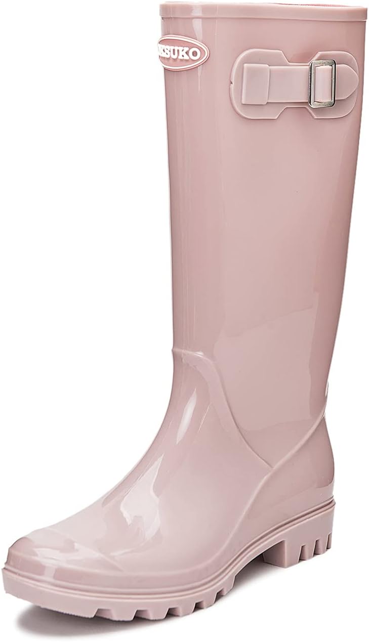 Women's Tall Wide Calf Rubber Rain Boots - Deep Lug Outsole, Removable Insole for Gardening and Farm Chores — view 11