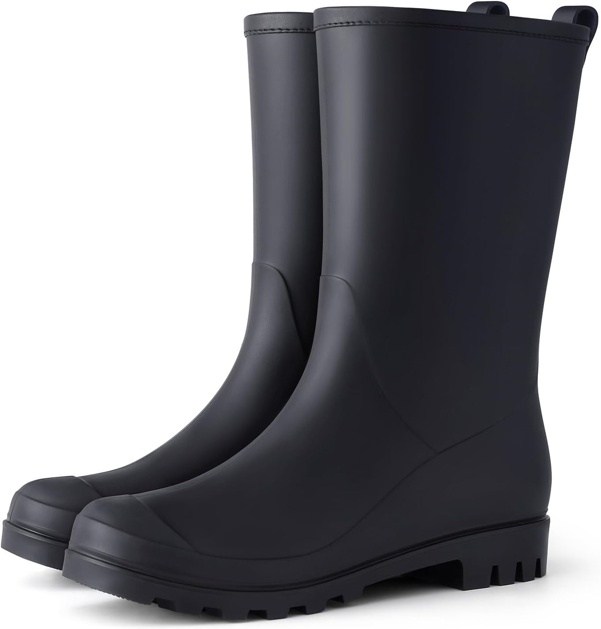 Women's Mid Calf Waterproof Rubber Rain Boots - Slip-On Fit, Non-Slip Sole for Gardening and Farm Work - 6.5