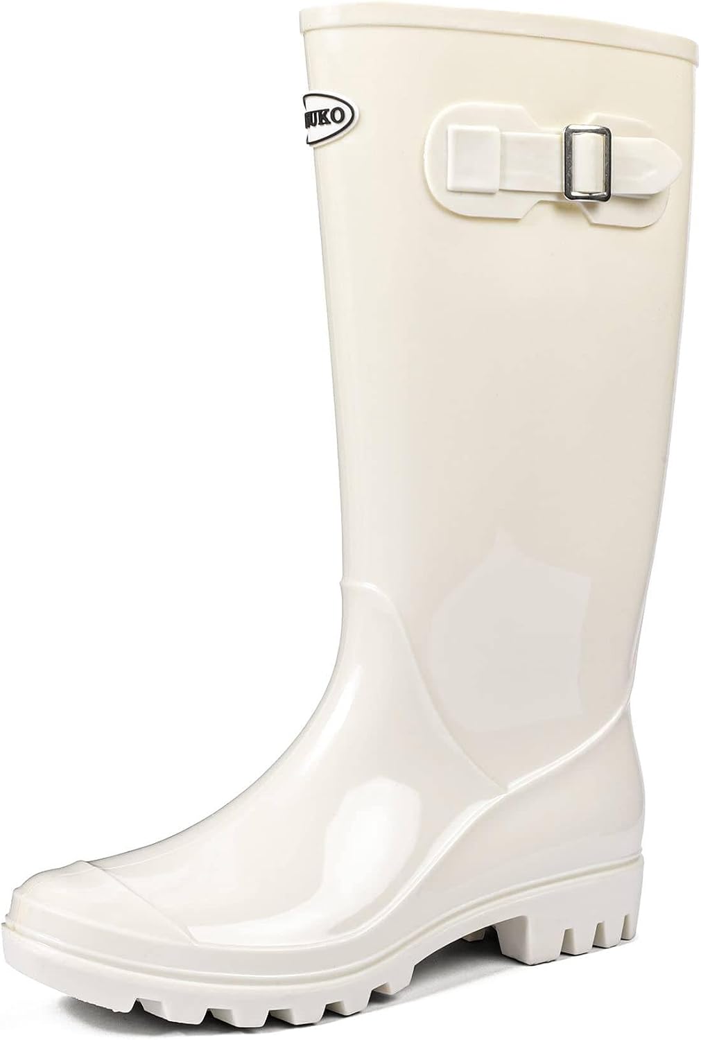 Women's Tall Wide Calf Rubber Rain Boots - Deep Lug Outsole, Removable Insole for Gardening and Farm Chores - 6