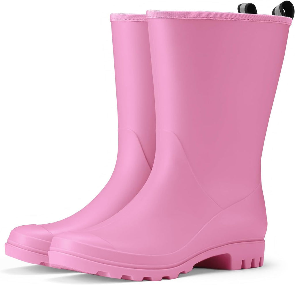Women's Wide Calf Rubber Rain Boots - Seamless Waterproof PVC Shell, Matte Finish for Farm, Barn and Garden Work - 6