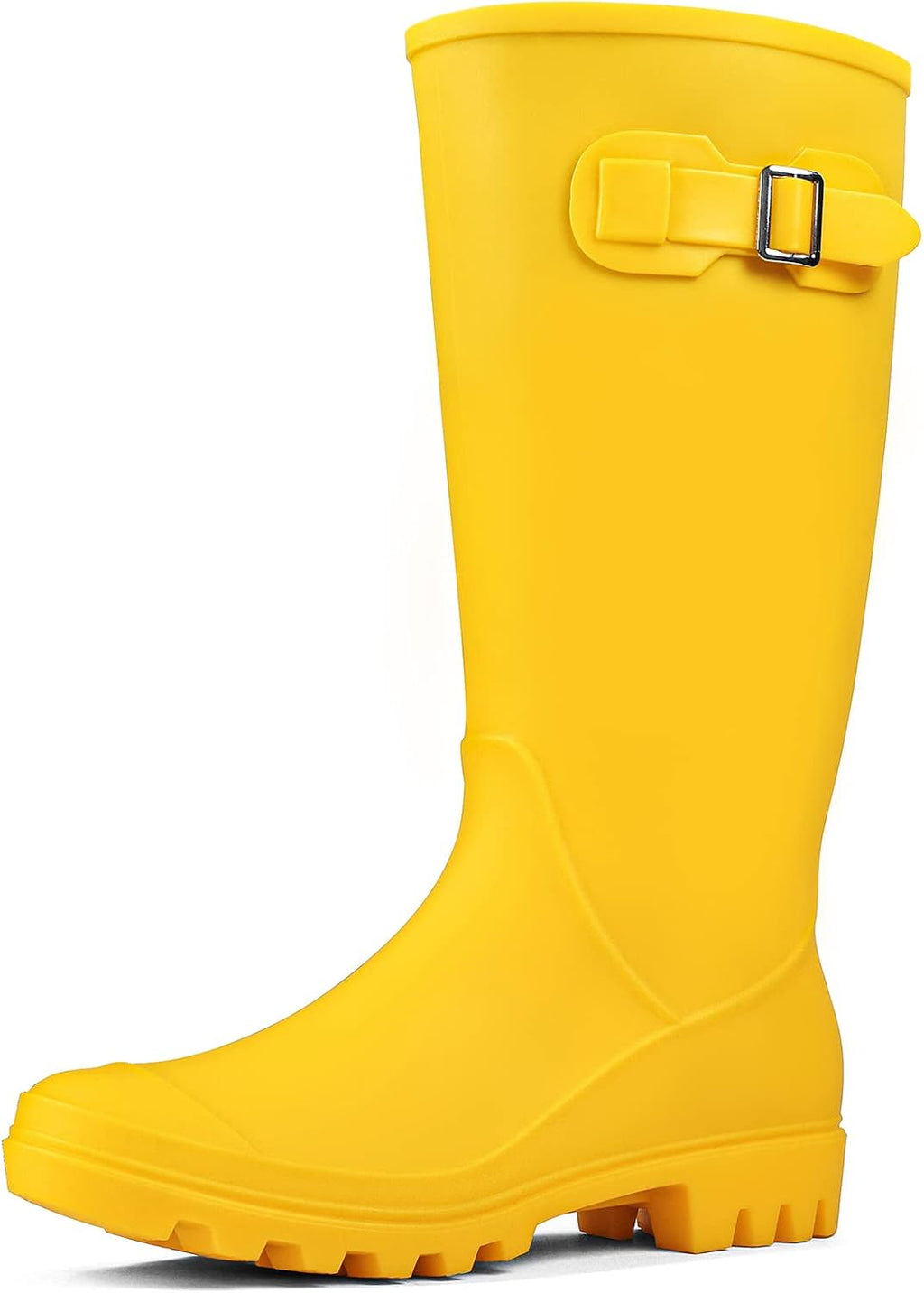 Women's Tall Wide Calf Rubber Rain Boots - Deep Lug Outsole, Removable Insole for Gardening and Farm Chores - 6