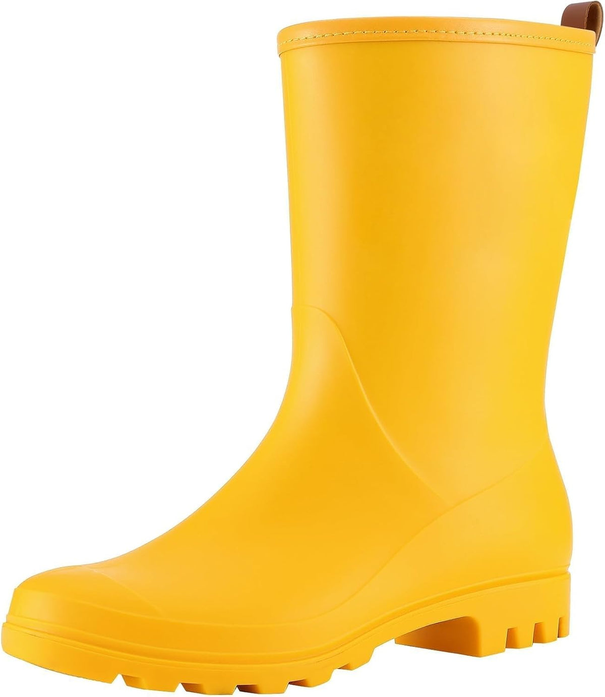 Women's Mid Calf Waterproof Rubber Rain Boots - Slip-On Fit, Non-Slip Sole for Gardening and Farm Work — view 2
