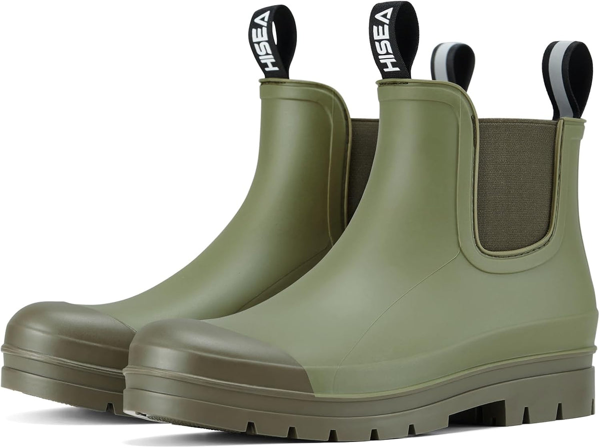 Women's Short Waterproof Chelsea Rain Boots - Matte PVC Shell, Non-Slip Sole for Gardening and Farm Work — view 9