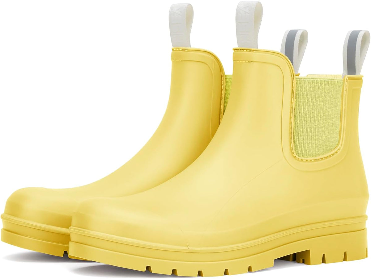 Women's Short Waterproof Chelsea Rain Boots - Matte PVC Shell, Non-Slip Sole for Gardening and Farm Work - 6