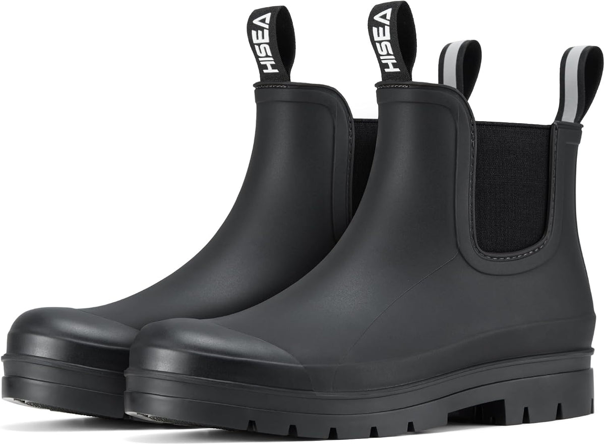 Women's Short Waterproof Chelsea Rain Boots - Matte PVC Shell, Non-Slip Sole for Gardening and Farm Work - 6