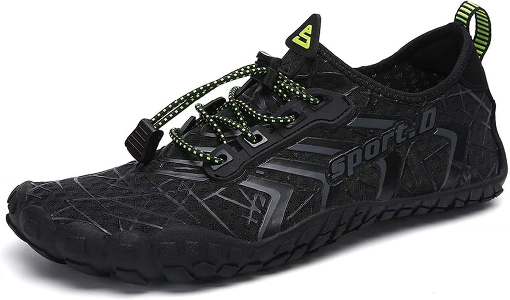 Unisex Quick Dry Water Shoes - Adjustable Bungee Lace, Flexible Rubber Sole for Beach, Pool and Kayaking Trips - 7 Women