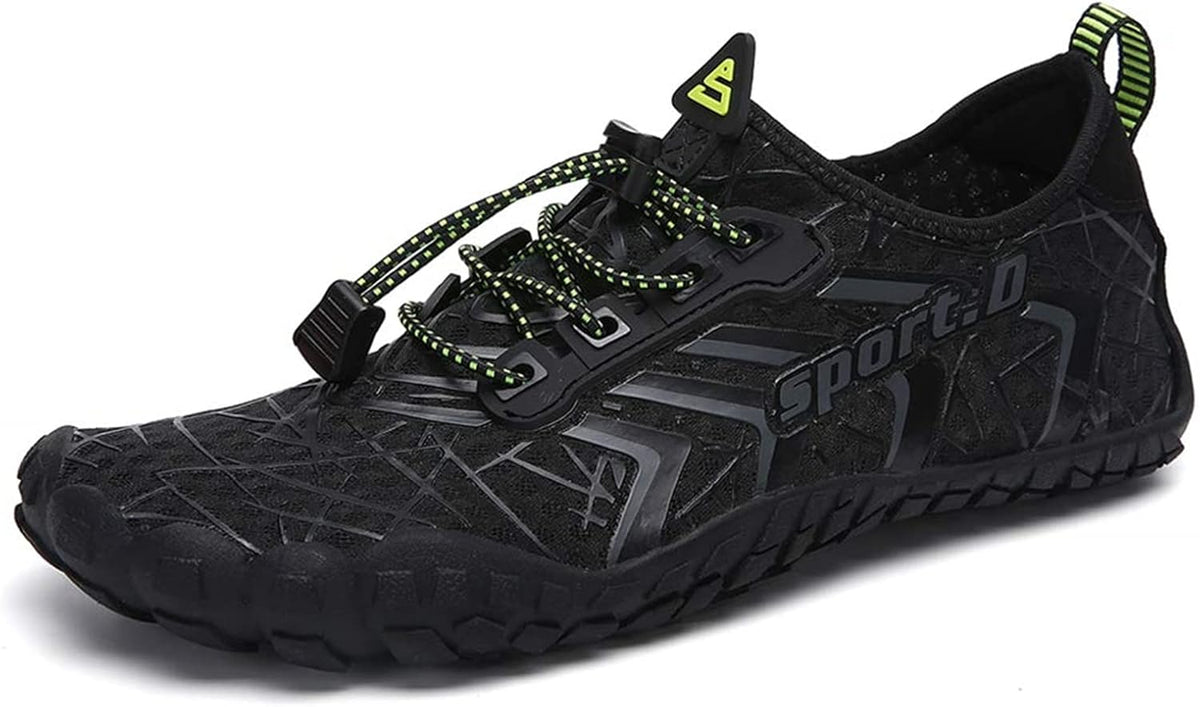 Unisex Quick Dry Water Shoes - Adjustable Bungee Lace, Flexible Rubber Sole for Beach, Pool and Kayaking Trips - 7 Women
