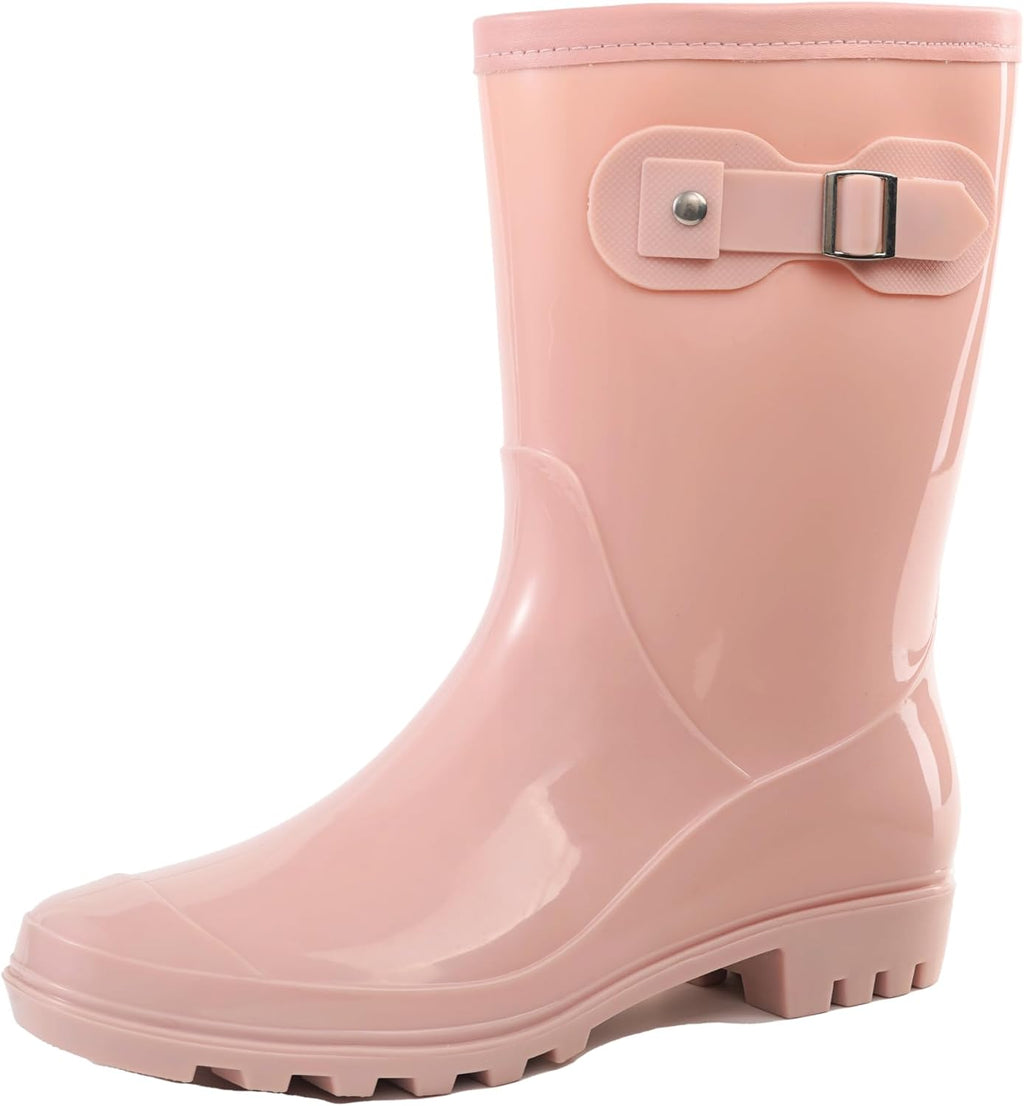 Women's Mid Calf Waterproof Rain Boots - Anti-Slip Outsole, Cushioned Insole for Garden Chores and Rainy Commutes - 6