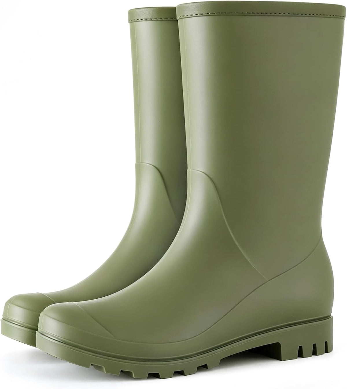 Women's Mid Calf Waterproof Rubber Rain Boots - Slip-On Fit, Non-Slip Sole for Gardening and Farm Work — view 5