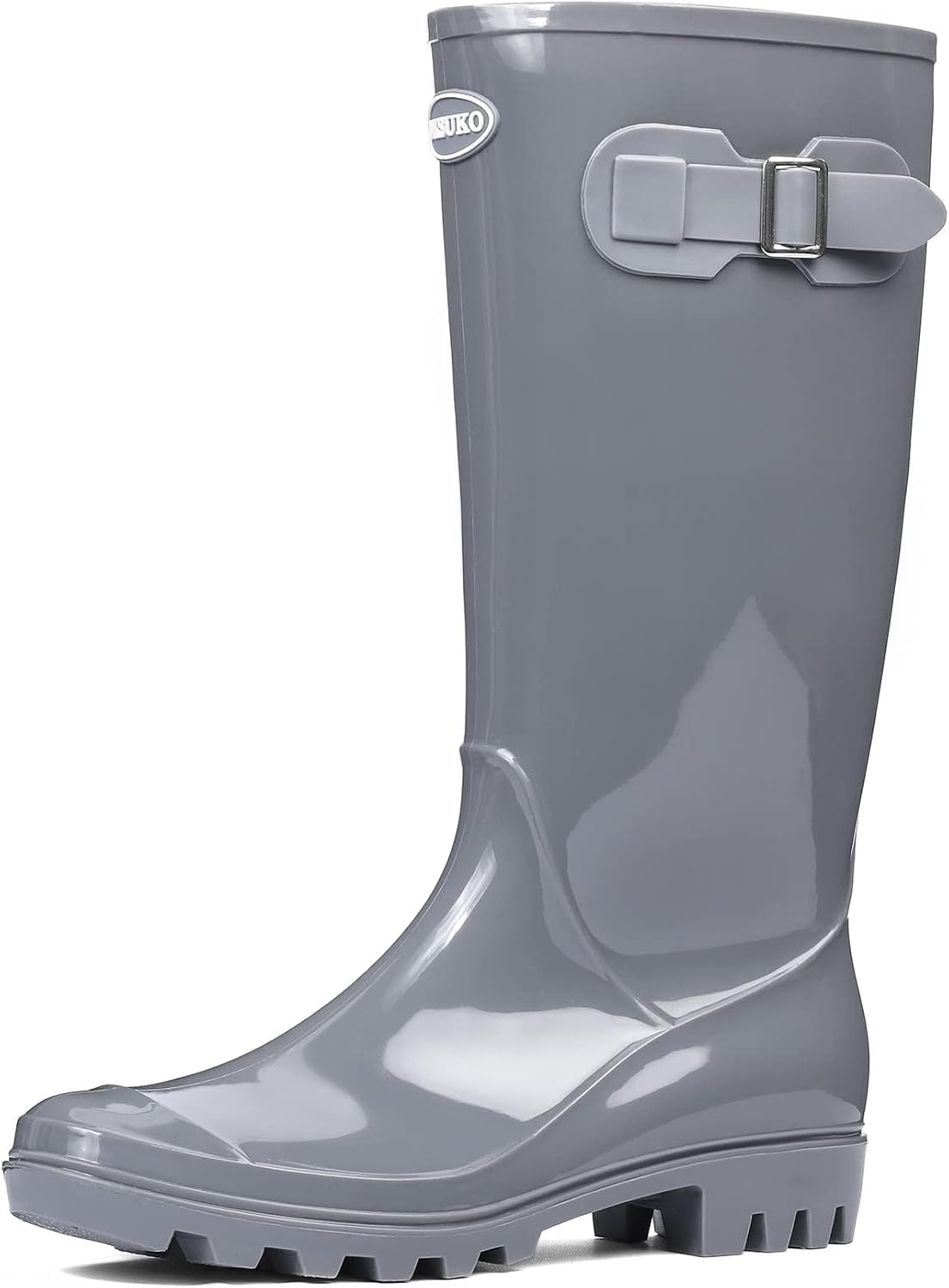 Women's Tall Wide Calf Rubber Rain Boots - Deep Lug Outsole, Removable Insole for Gardening and Farm Chores — view 5