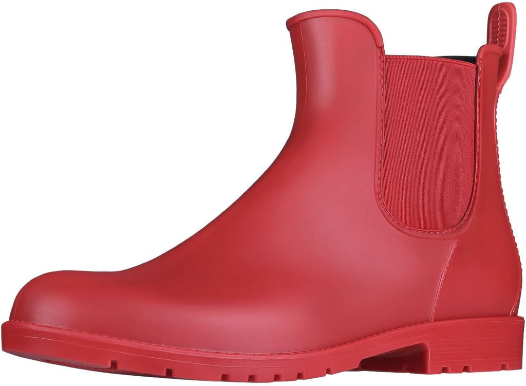 Women's Waterproof Ankle Chelsea Rain Boots - Matte Rubber Finish, Non-Slip Sole for Rainy City Commutes - 6