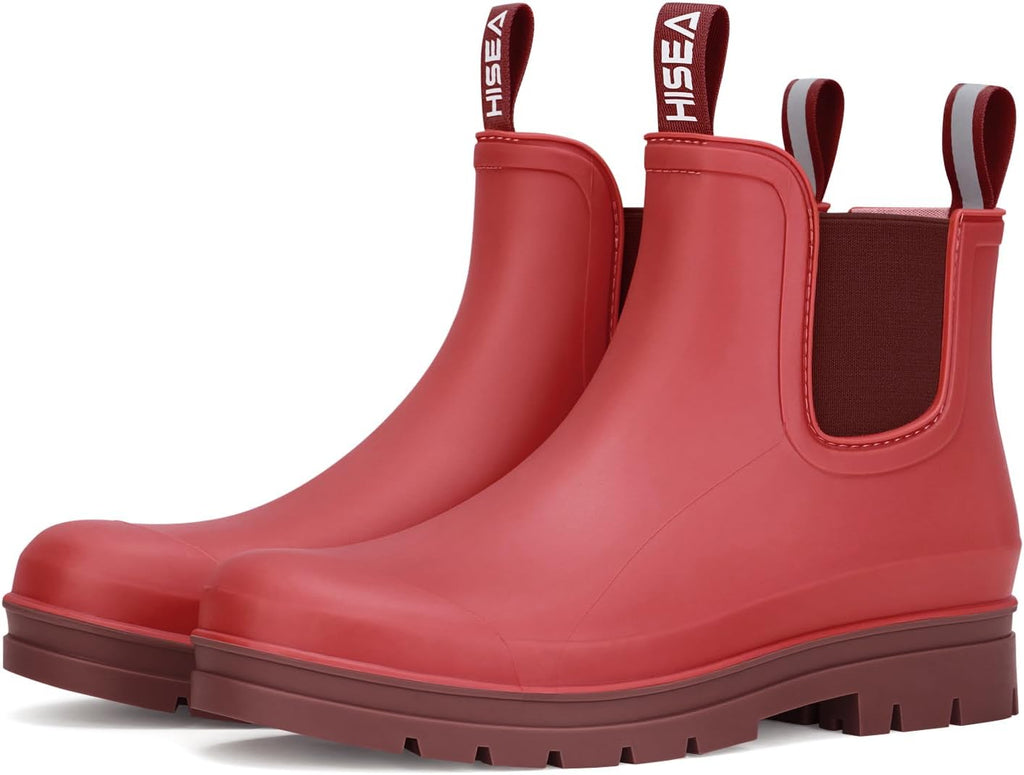 Women's Short Waterproof Chelsea Rain Boots - Matte PVC Shell, Non-Slip Sole for Gardening and Farm Work - 6