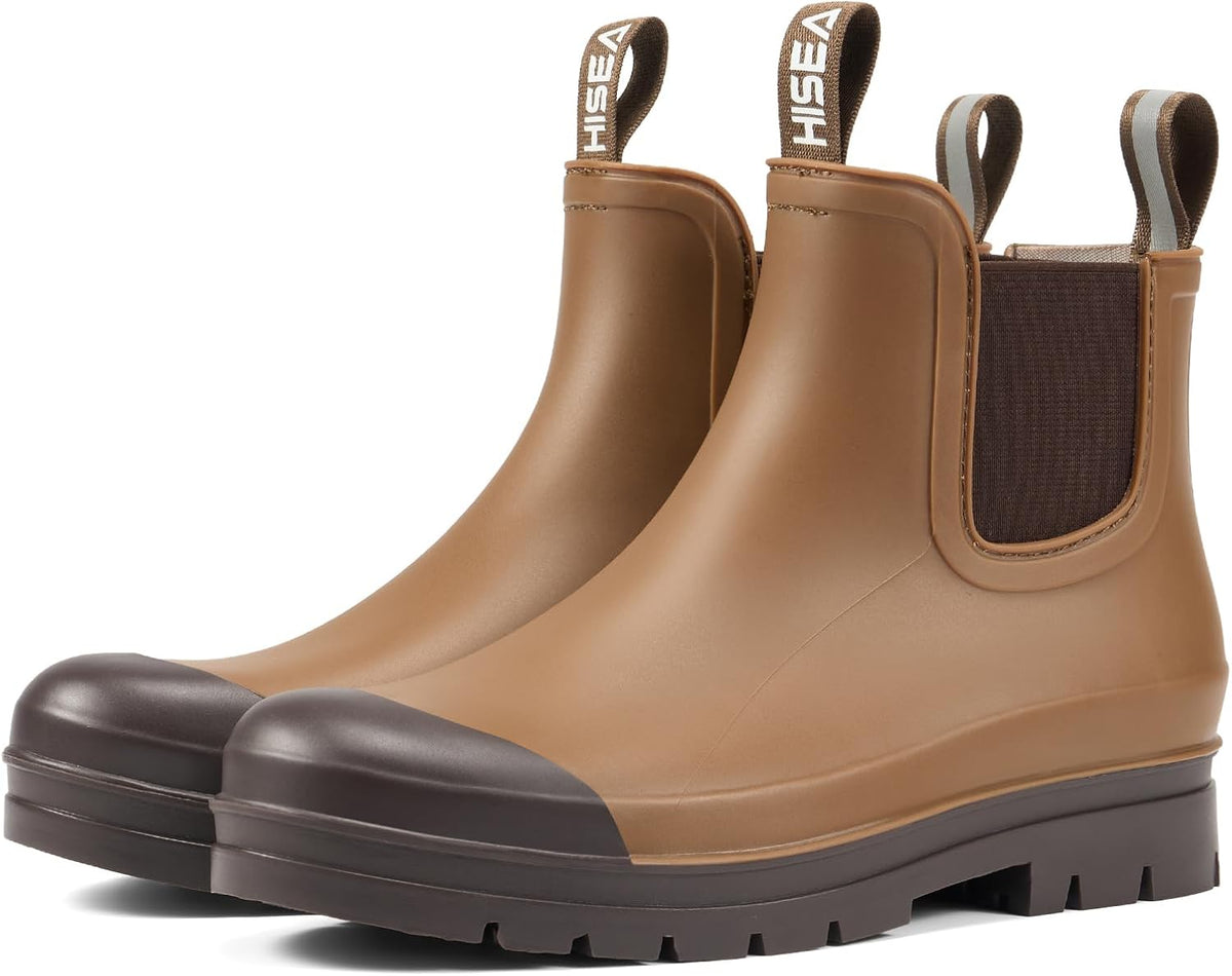 Women's Short Waterproof Chelsea Rain Boots - Matte PVC Shell, Non-Slip Sole for Gardening and Farm Work — view 2
