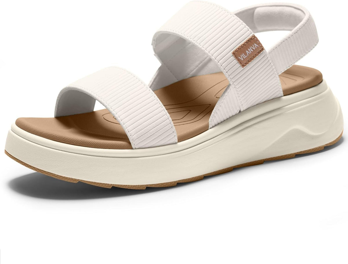 Women's Cushioned Platform Walking Sandals - Arch Support Footbed, Casual Backstrap for Summer Outfits — view 3