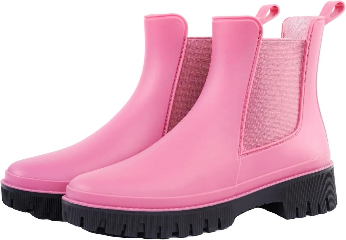 Women's Short Waterproof Chelsea Rain Boots - Elastic Side Panels, Pull-On Fit for Wet Commutes and Errands — view 6