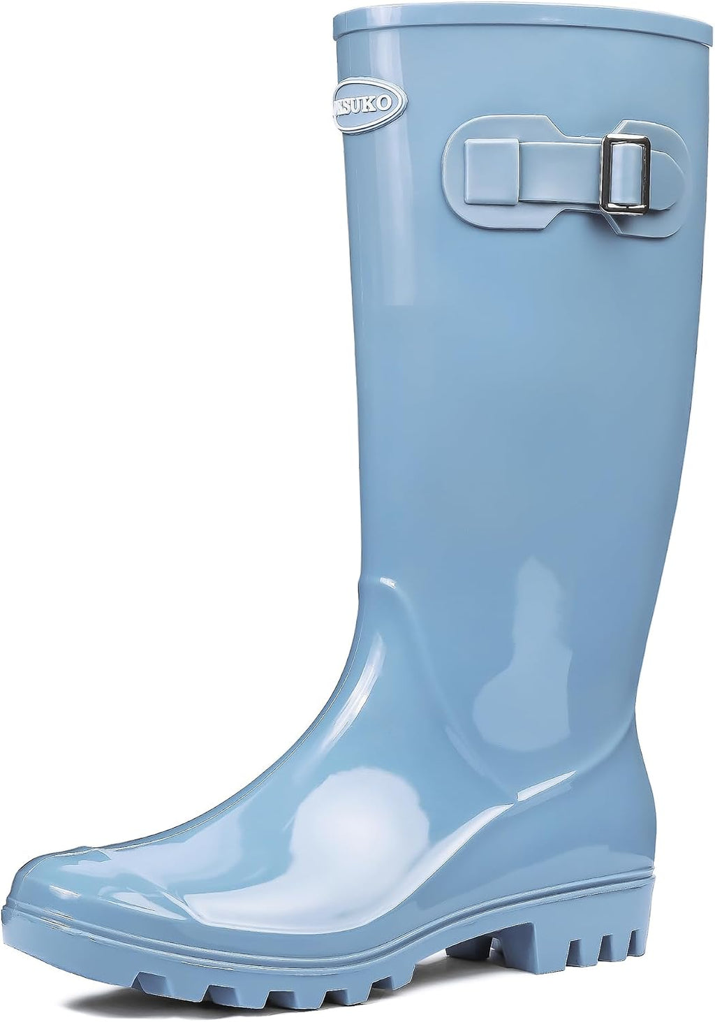 Women's Tall Wide Calf Rubber Rain Boots - Deep Lug Outsole, Removable Insole for Gardening and Farm Chores - 7
