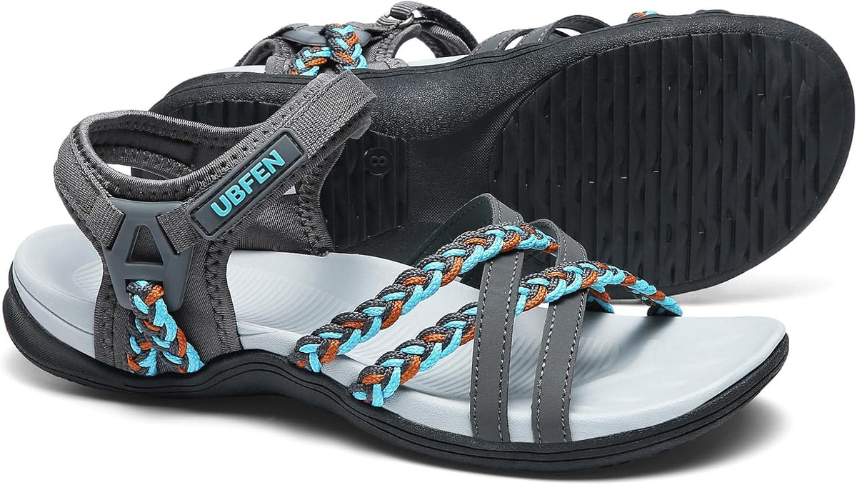 Women's Lightweight Hiking Water Sandals - Arch Support, Adjustable Straps for Beach, Camping and Vacation Walking - 6