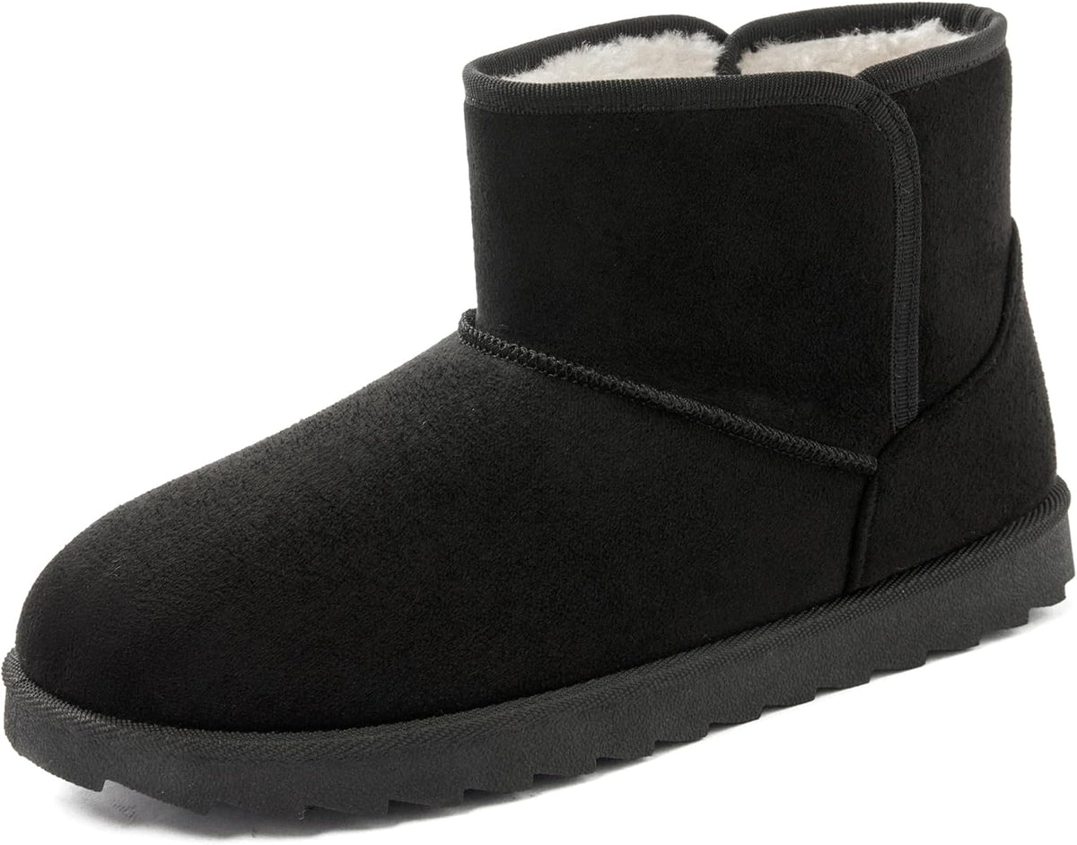 Women's Faux Suede Ankle Snow Boots - Faux Fur Lining, Anti-Slip Sole for Cold Weather Outdoor Walking — view 3