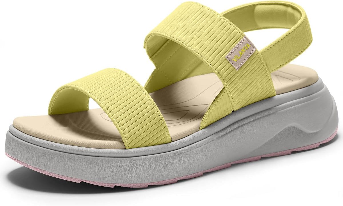 Women's Cushioned Platform Walking Sandals - Arch Support Footbed, Casual Backstrap for Summer Outfits — view 5