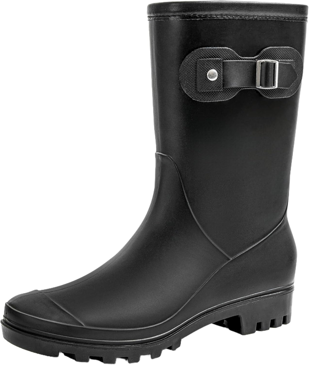 Women's Mid Calf Waterproof Rain Boots - Anti-Slip Outsole, Cushioned Insole for Garden Chores and Rainy Commutes - 6