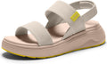 Women's Cushioned Platform Walking Sandals - Arch Support Footbed, Casual Backstrap for Summer Outfits - 6