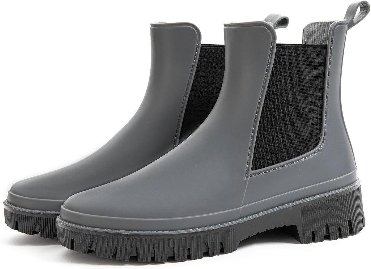 Women's Short Waterproof Chelsea Rain Boots - Elastic Side Panels, Pull-On Fit for Wet Commutes and Errands — view 5