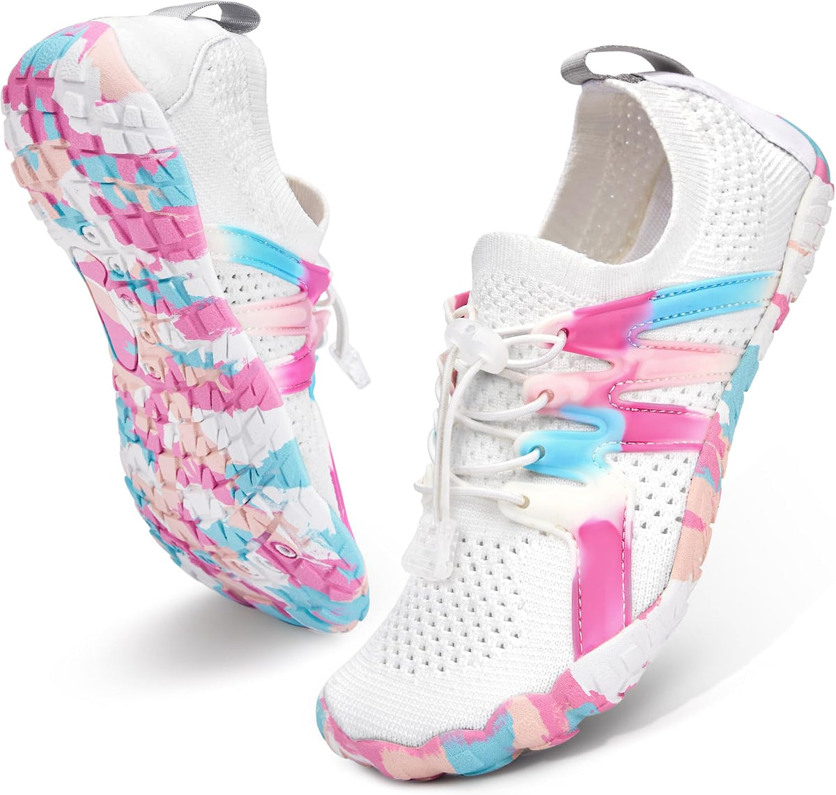 Unisex Barefoot Aqua Water Shoes - Quick Dry Mesh, Pull Tabs and Non-Slip Outsole for River, Pool and Boating - 6 Women/