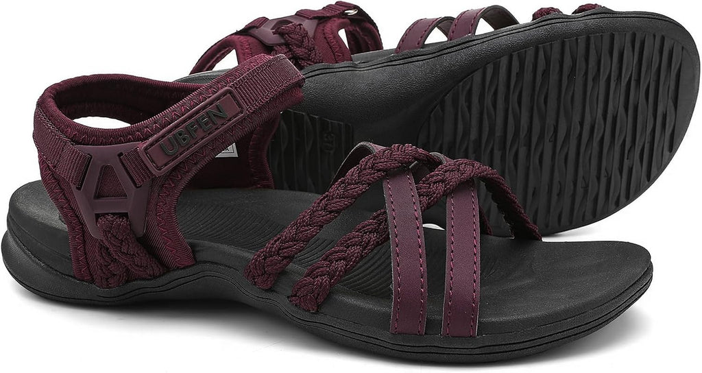 Women's Lightweight Hiking Water Sandals - Arch Support, Adjustable Straps for Beach, Camping and Vacation Walking - 6