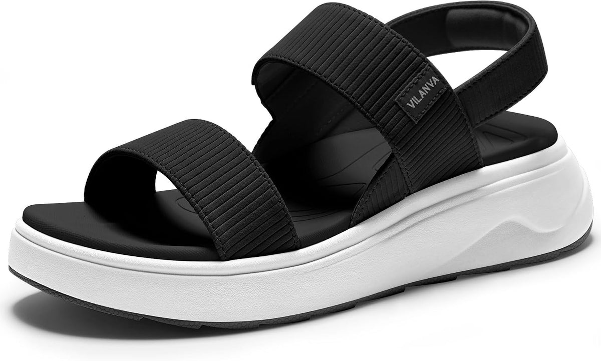 Women's Cushioned Platform Walking Sandals - Arch Support Footbed, Casual Backstrap for Summer Outfits — view 6