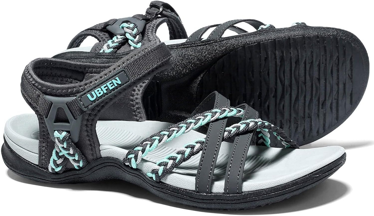 Women's Lightweight Hiking Water Sandals - Arch Support, Adjustable Straps for Beach, Camping and Vacation Walking - 6
