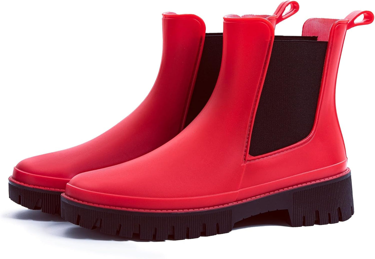 Women's Short Waterproof Chelsea Rain Boots - Elastic Side Panels, Pull-On Fit for Wet Commutes and Errands — view 7
