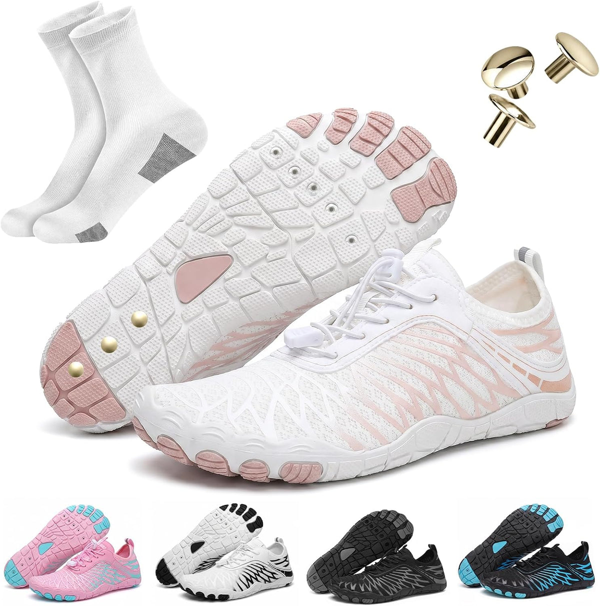 Unisex Barefoot Water and Hiking Shoes - Wide Toe Box, Zero Drop Sole, Quick Dry Upper for Beach and Gym Days - 6 Women/