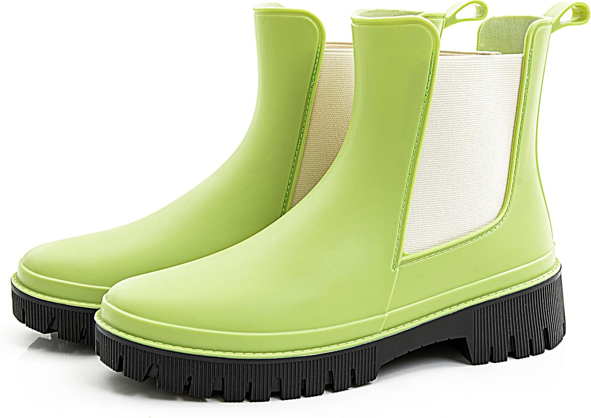 Women's Short Waterproof Chelsea Rain Boots - Elastic Side Panels, Pull-On Fit for Wet Commutes and Errands — view 4