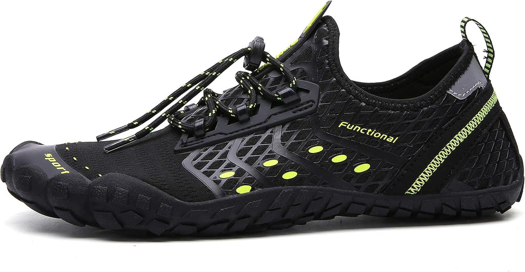 Unisex Quick Dry Water Shoes - Adjustable Bungee Lace, Flexible Rubber Sole for Beach, Pool and Kayaking Trips - 7 Women