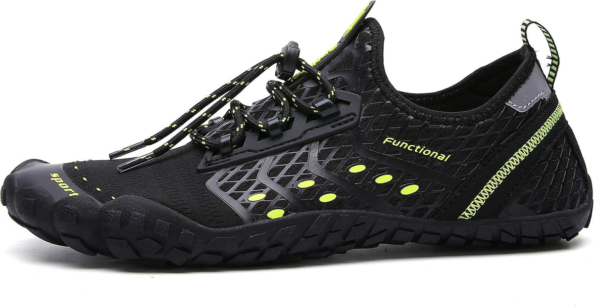 Unisex Quick Dry Water Shoes - Adjustable Bungee Lace, Flexible Rubber Sole for Beach, Pool and Kayaking Trips - 7 Women