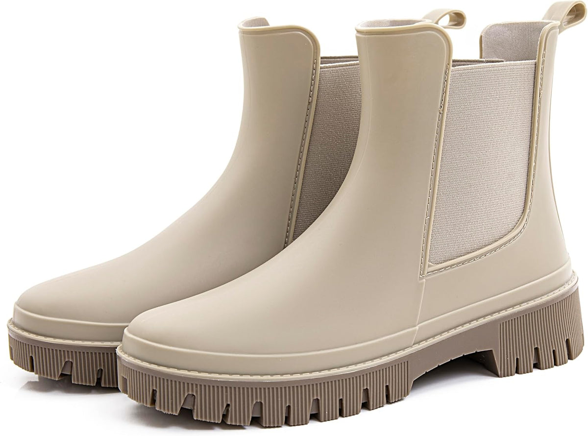 Women's Short Waterproof Chelsea Rain Boots - Elastic Side Panels, Pull-On Fit for Wet Commutes and Errands — view 2