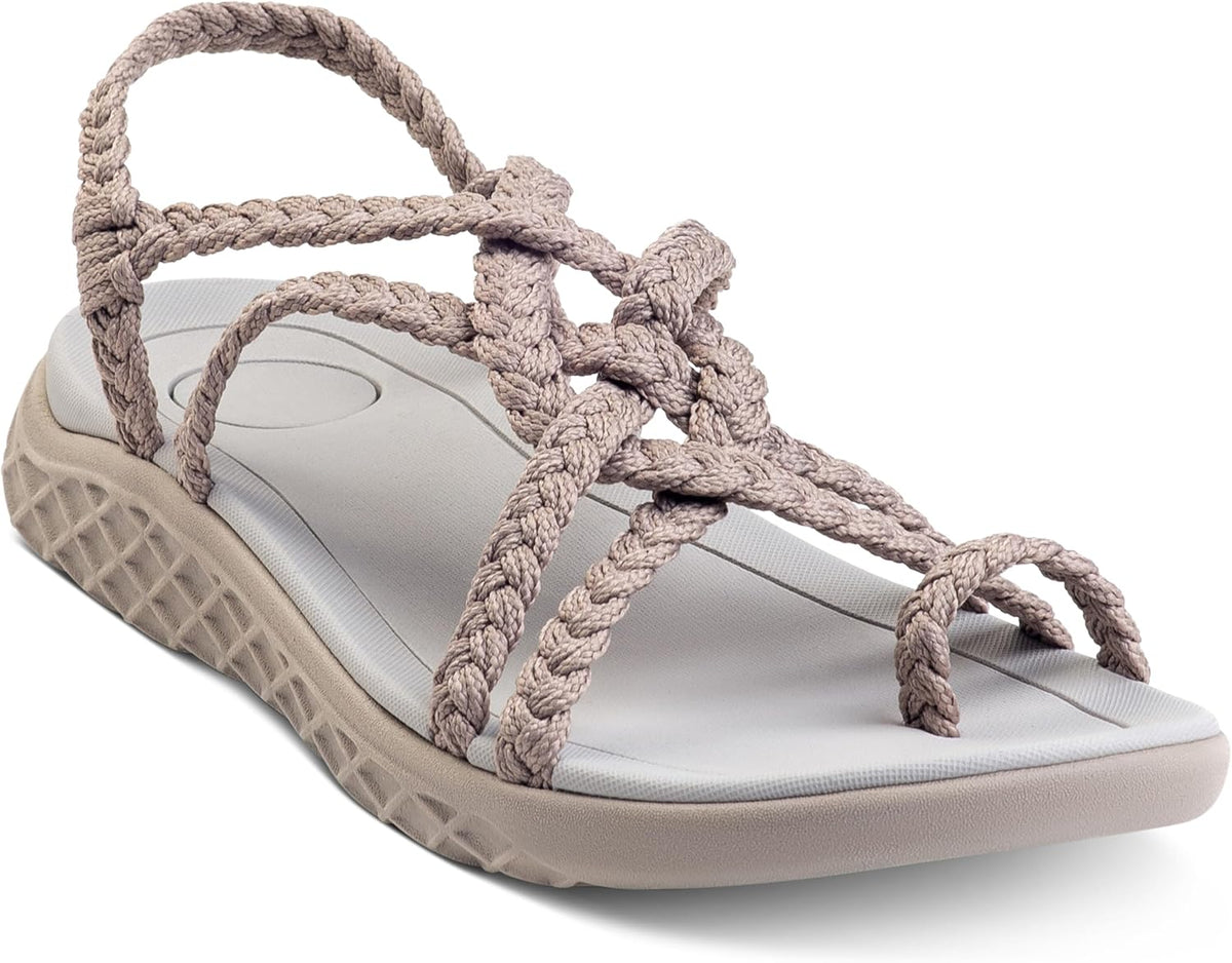 Women's Strappy Walking and Hiking Sandals - Arch Support, Waterproof Straps for Summer Beach and Travel Days - 5.5