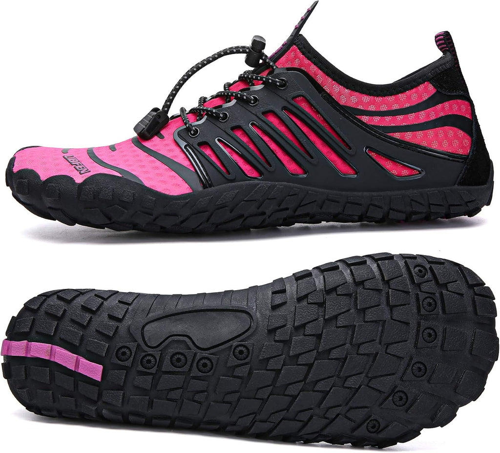 Unisex Quick Dry Water Shoes - Adjustable Bungee Lace, Flexible Rubber Sole for Beach, Pool and Kayaking Trips - 10 Wome