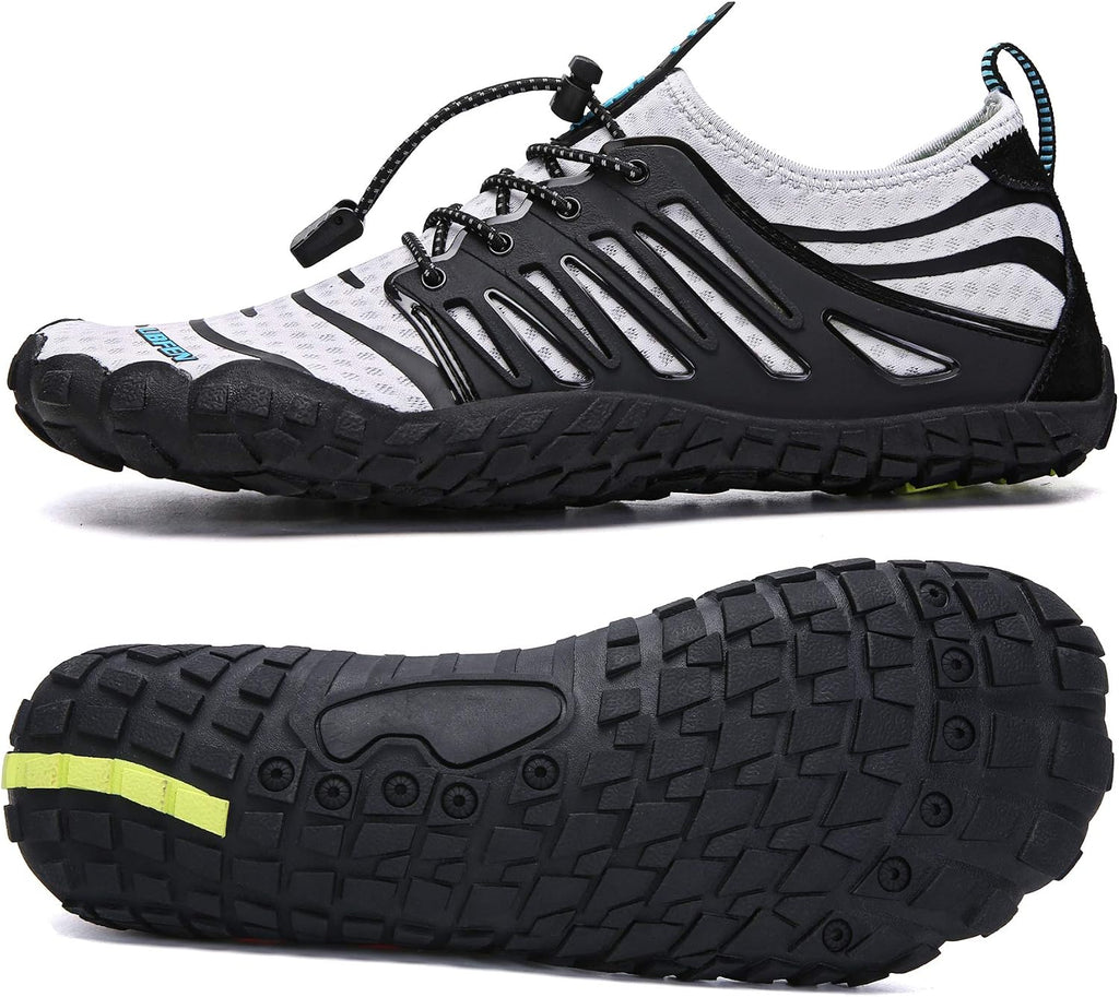 Unisex Quick Dry Water Shoes - Adjustable Bungee Lace, Flexible Rubber Sole for Beach, Pool and Kayaking Trips - 6 Women