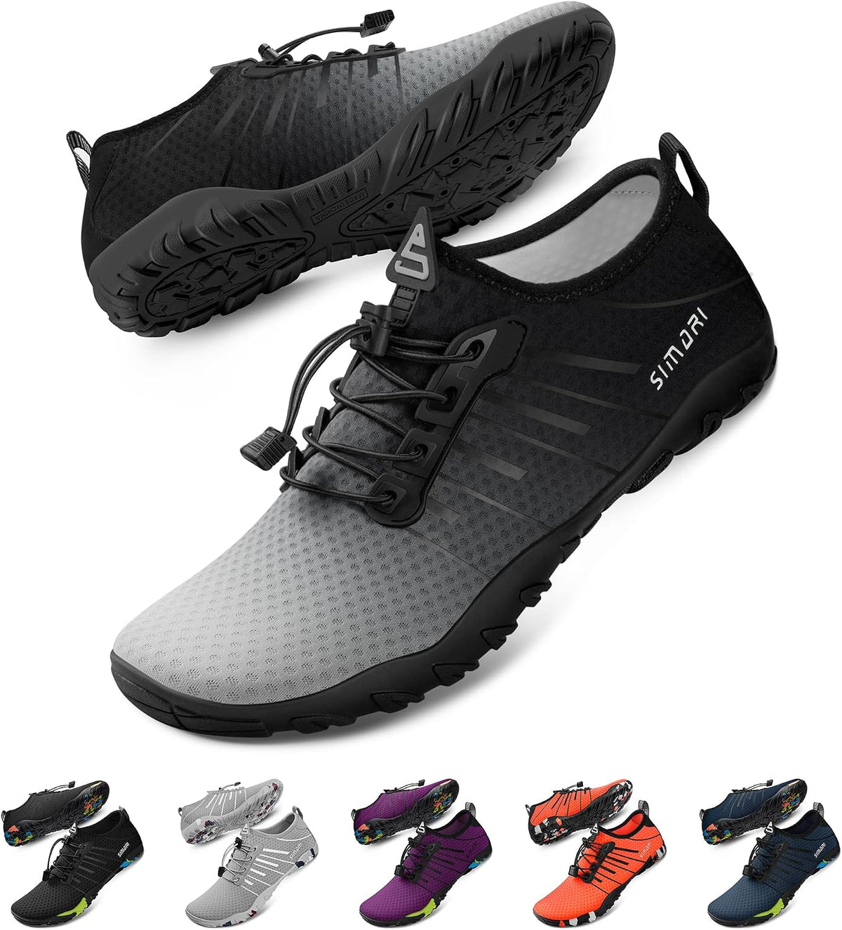 Unisex Quick Dry Barefoot Aqua Socks - Lightweight Stretch Upper, Non-Slip Sole for Swimming, Kayaking and Diving - 8 Wo