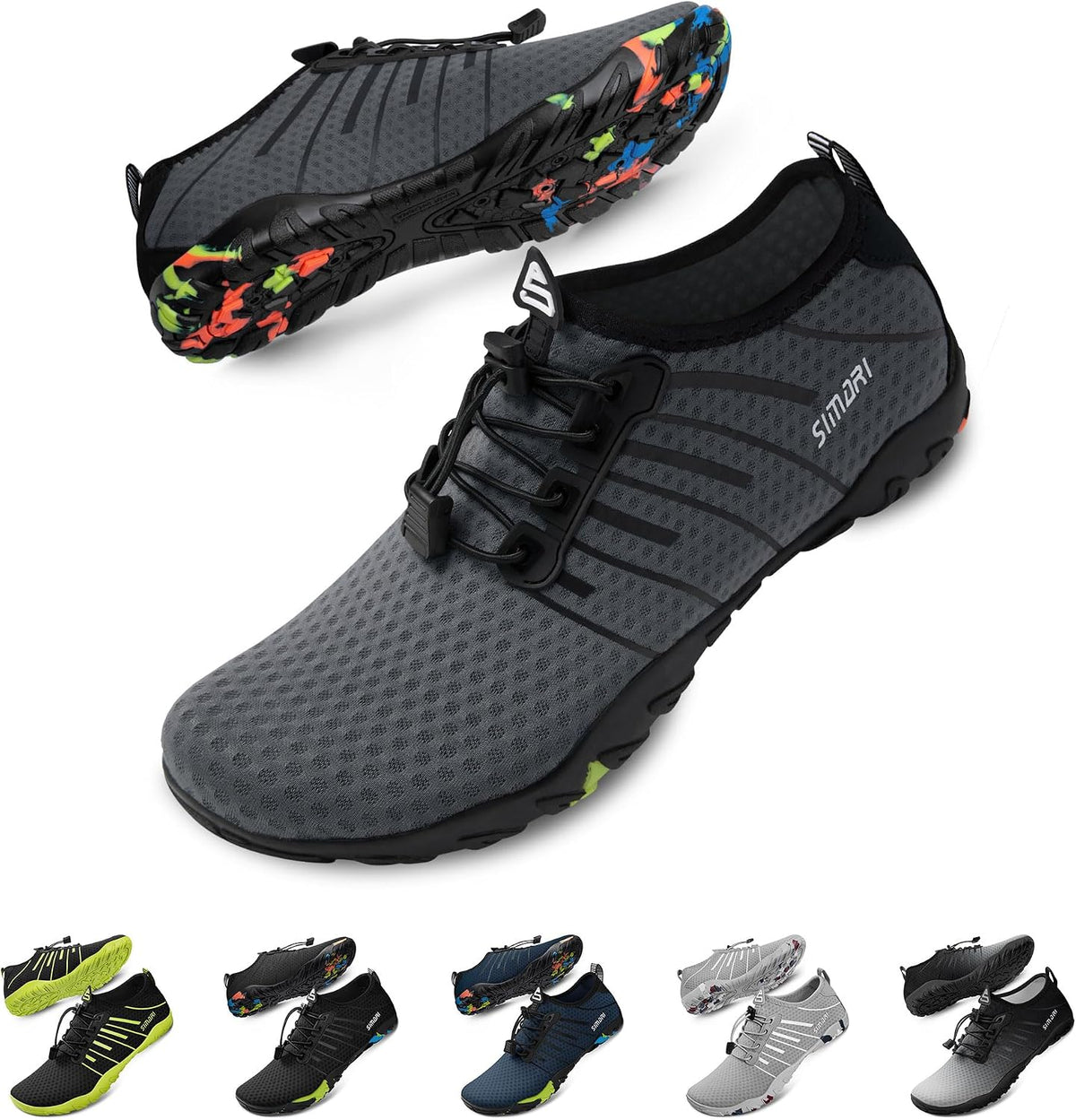 Unisex Quick Dry Barefoot Aqua Socks - Lightweight Stretch Upper, Non-Slip Sole for Swimming, Kayaking and Diving - 8 Wo