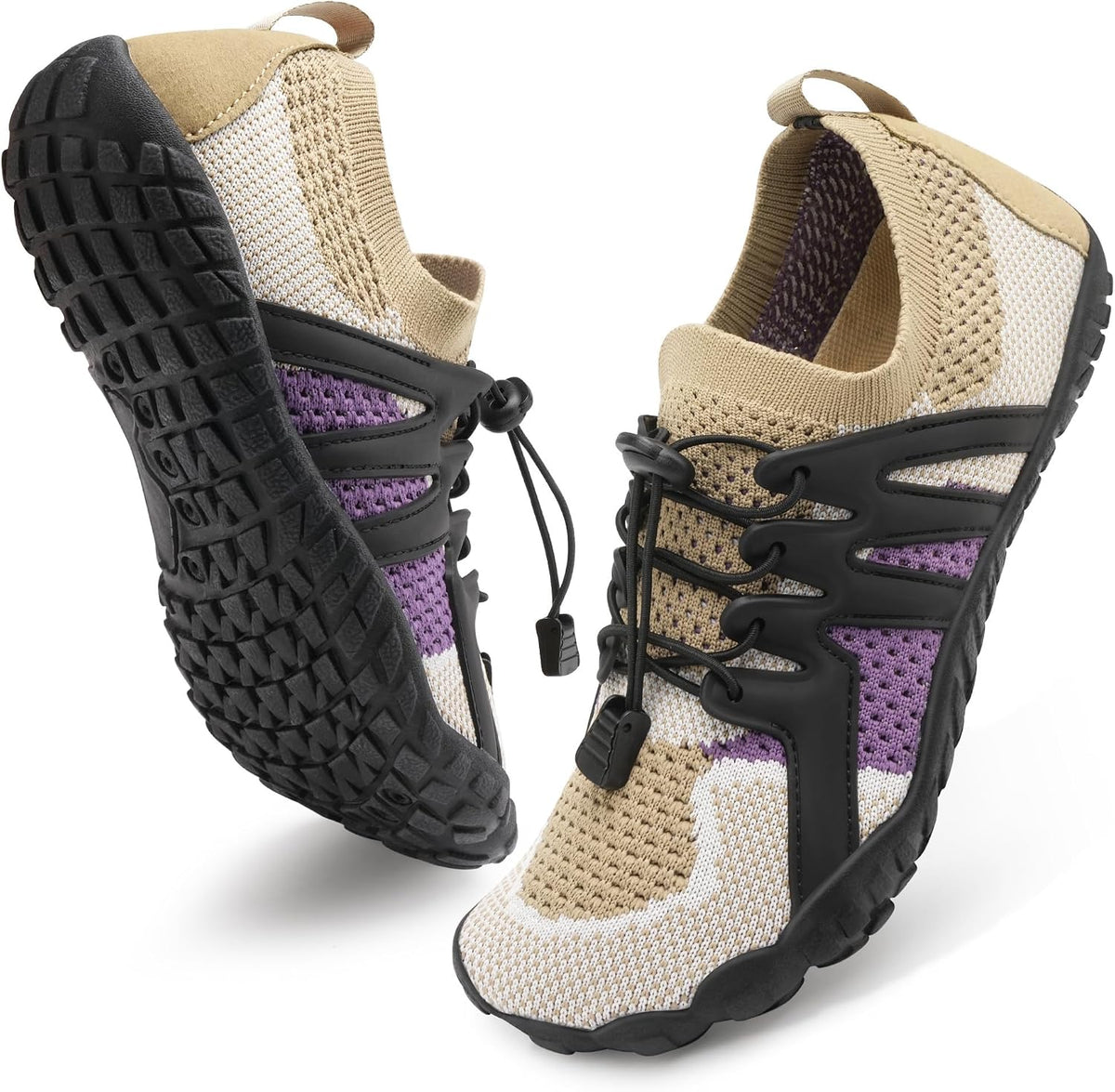 Unisex Barefoot Aqua Water Shoes - Quick Dry Mesh, Pull Tabs and Non-Slip Outsole for River, Pool and Boating - 7 Women/