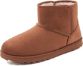 Women's Faux Suede Ankle Snow Boots - Faux Fur Lining, Anti-Slip Sole for Cold Weather Outdoor Walking - 6