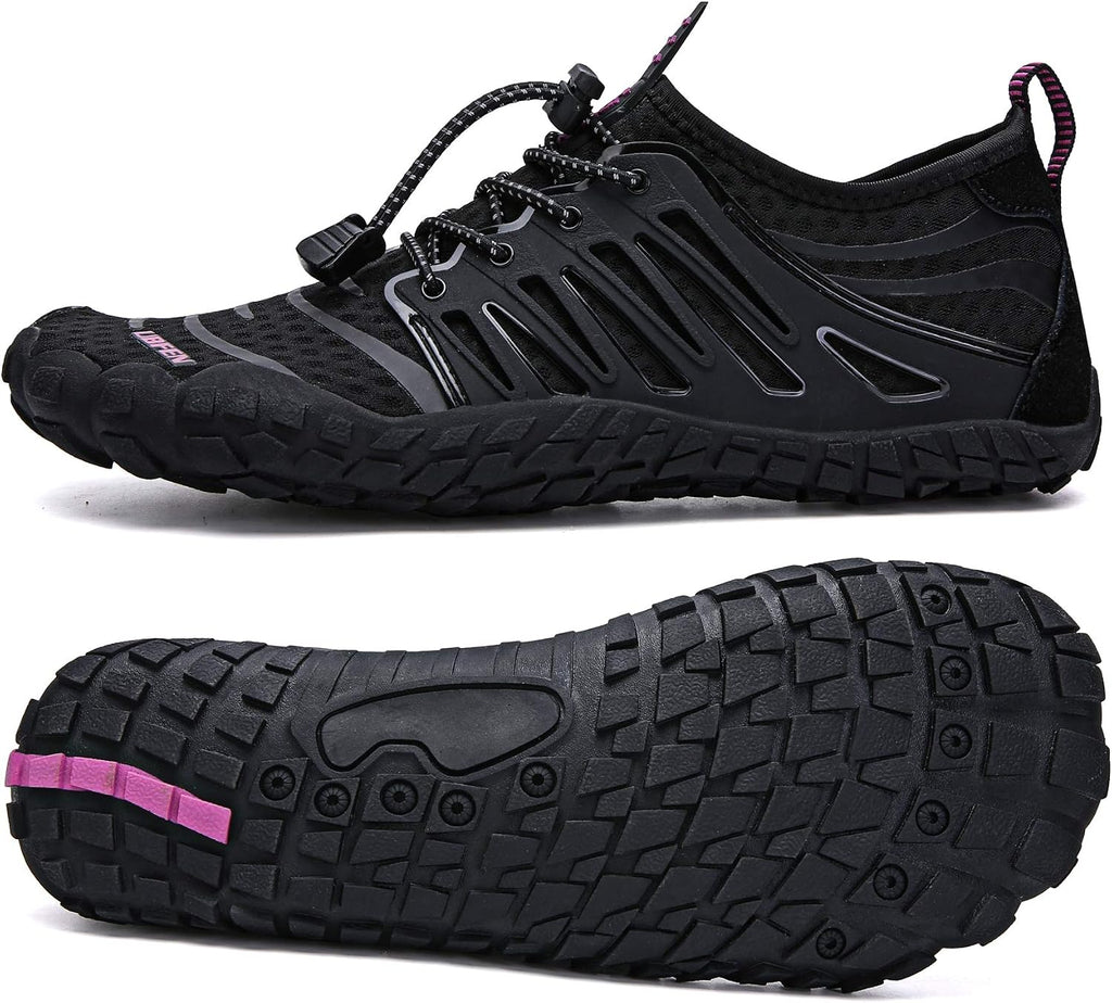 Unisex Quick Dry Water Shoes - Adjustable Bungee Lace, Flexible Rubber Sole for Beach, Pool and Kayaking Trips - 10 Wome