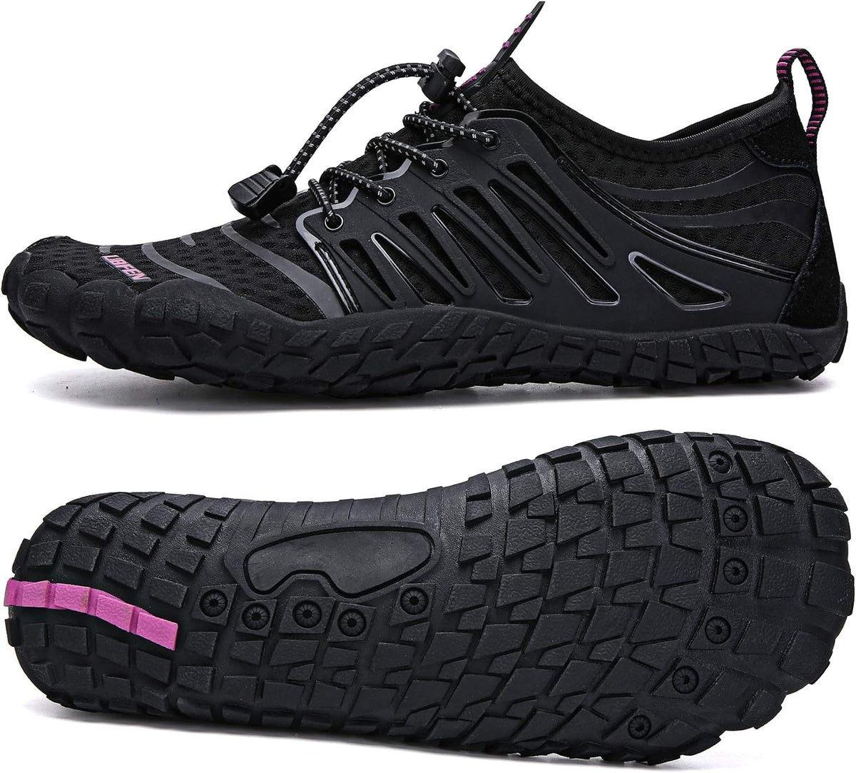 Unisex Quick Dry Water Shoes - Adjustable Bungee Lace, Flexible Rubber Sole for Beach, Pool and Kayaking Trips - 10 Wome